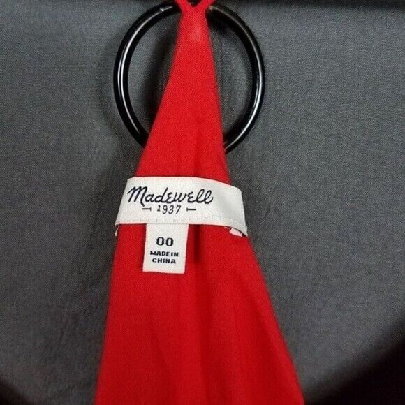 Madewell Size 00 Red Silk Starview Sleeveless Cami Dress W/Pockets - Picture 10 of 12